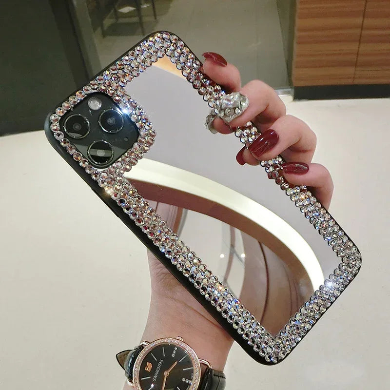 Rhinestone-encrusted Silicone Drop-resistant iPhone Case - Viexta