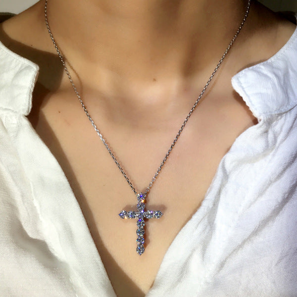 Cross Finely Inlaid Zircon Pendant