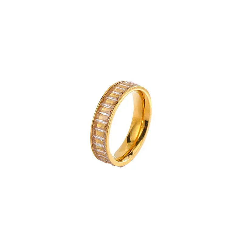 Rhinestone Titanium Steel Ring - Viexta