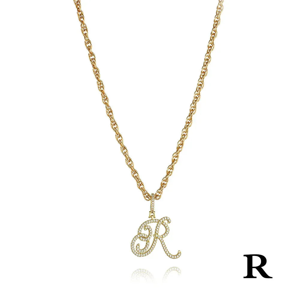 26 Letter Zircon 18k Gold Necklace - Viexta