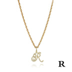26 Letter Zircon 18k Gold Necklace