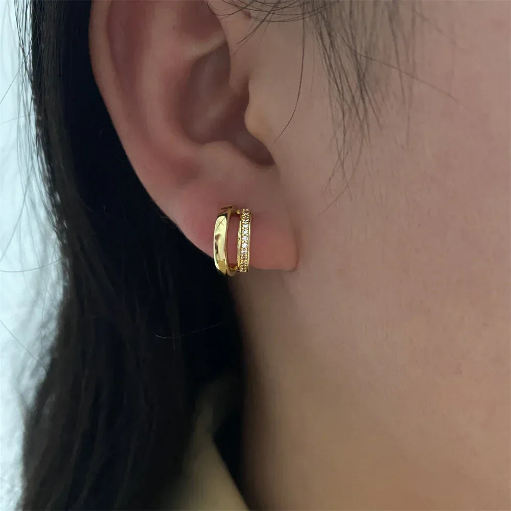 Hexagon Zircon-embedded Earrings - Viexta