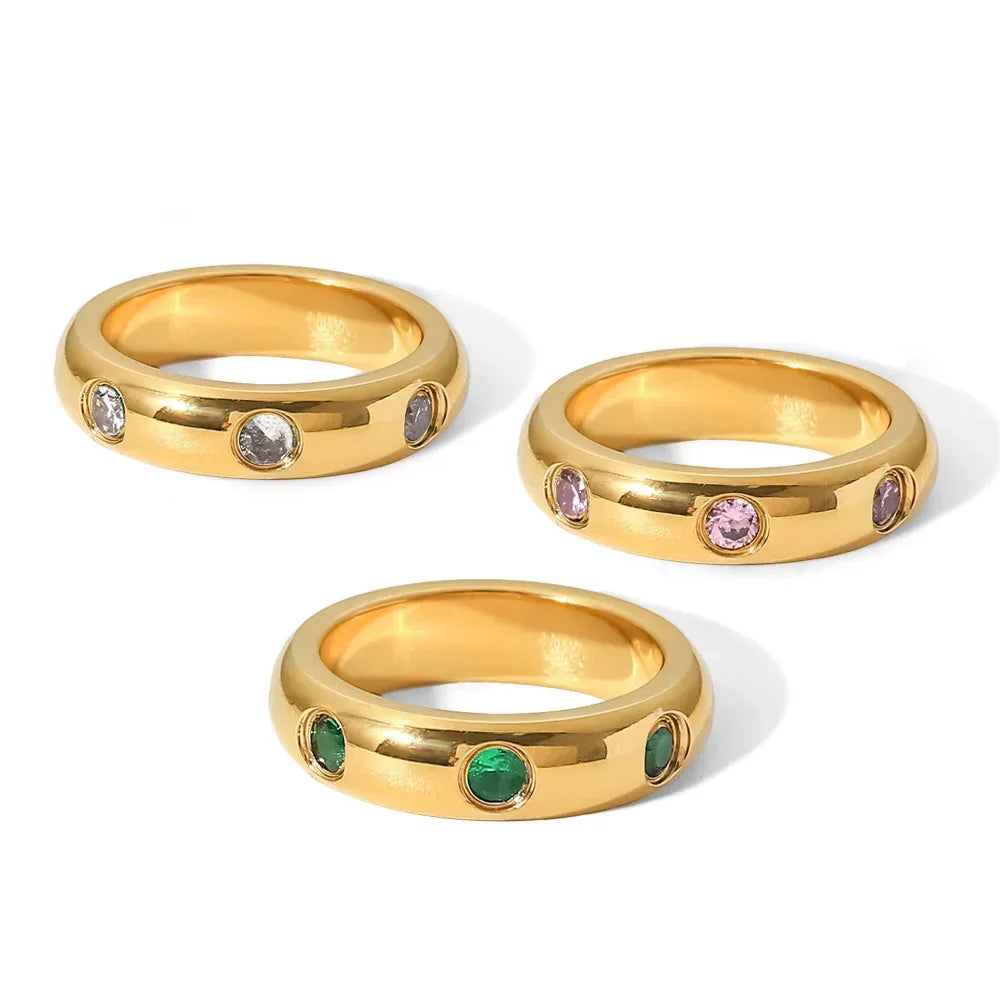 Vintage Stainless Steel Zircon Ring - Viexta