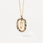Colored Rhinestone Alphabet Necklace - Viexta