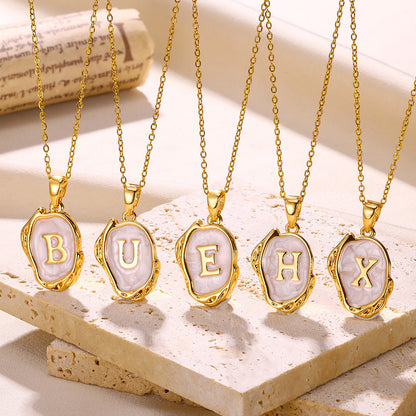 Simple 26 Letters Drop Oil Three-dimensional Necklace