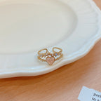 Micro Set Crystal Zircon Pearl Ring