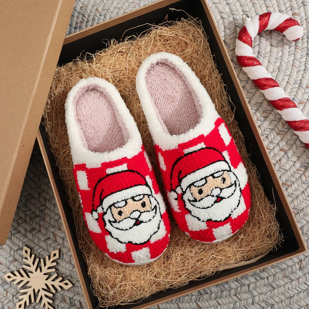 Christmas Plaid Santa Claus Slippers - Viexta