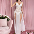 lingerie-sling-deep-v-neck-triangle-cup-sexy-slit-dress - Viexta