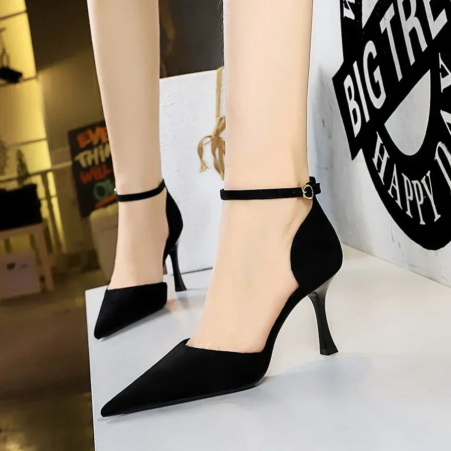 Slimming Suede Shallow Mouth Pointed-toe Heels - Viexta