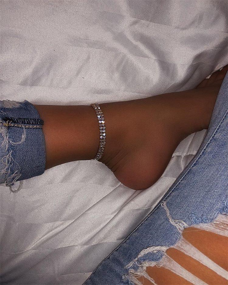 Diamond Anklet Two Rows Ankle Chain - Viexta