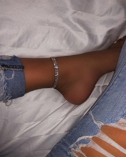 Diamond Anklet Two Rows Ankle Chain