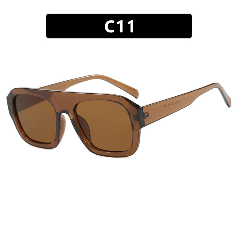 Single beam large frame square sunglasses, new personalized sunglasses, cross-border sunglasses, women's Instagram, same trend