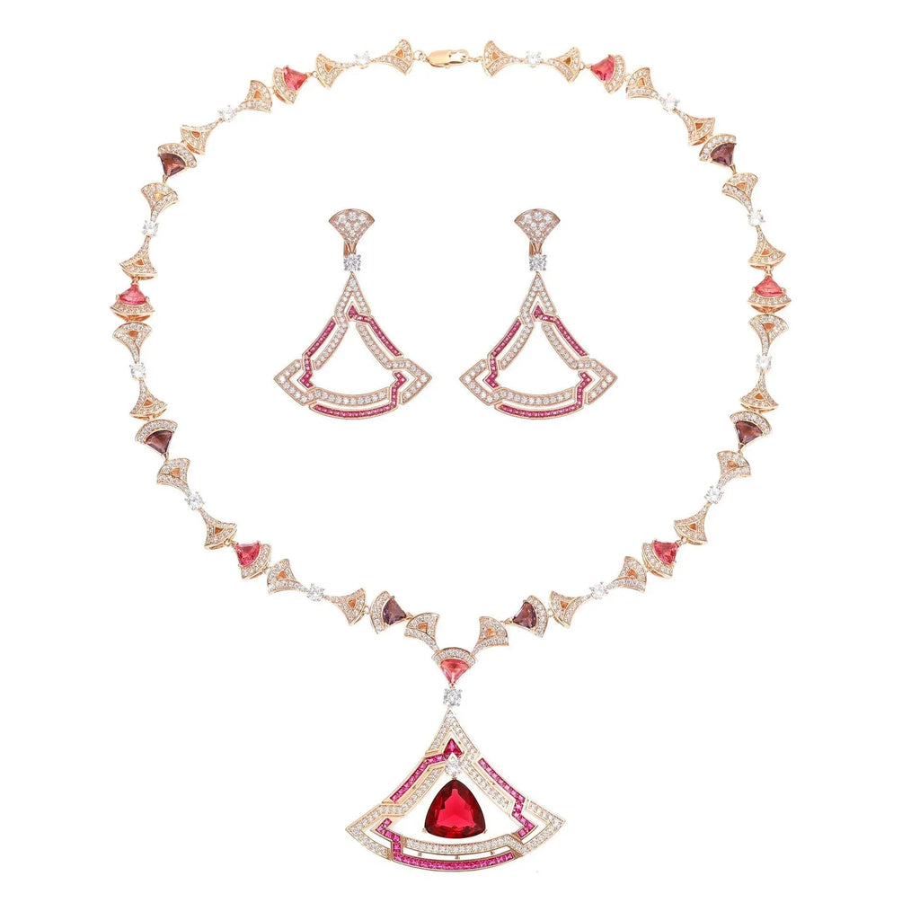 womens-triangle-micro-set-zircon-necklace-earring-set - Viexta