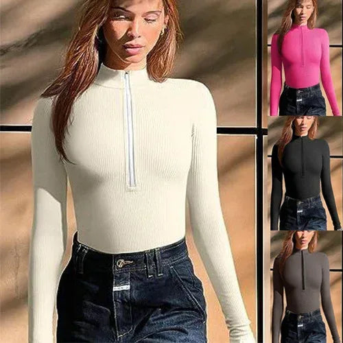 Fashion Long Sleeve Zipper Jumpsuit - Viexta