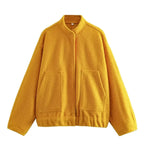 Loose Casual Street Stand Collar Pilot Buckle Jacket - Viexta