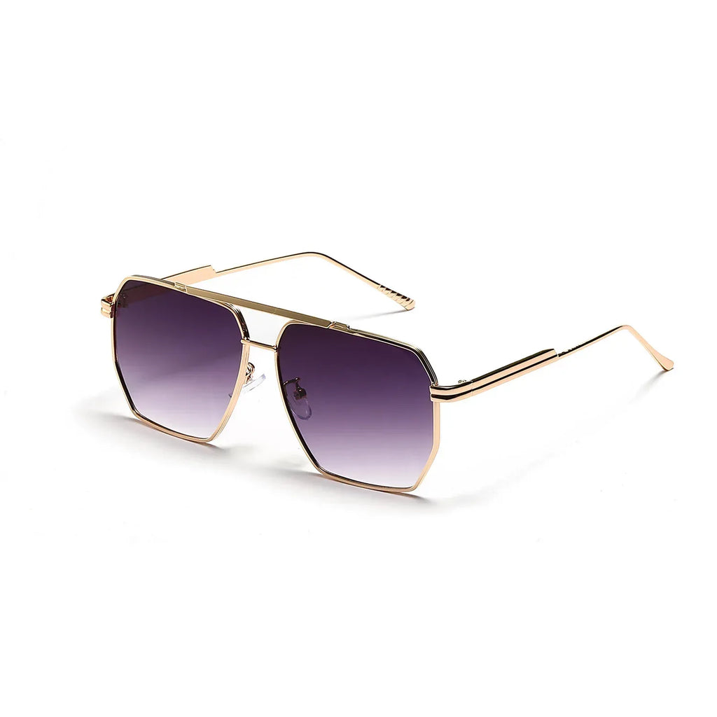 Retro Double Beam Large Frame Sunglasses - Viexta