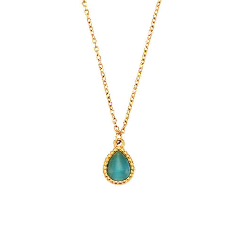 Minimalistic Water Drops Opal Necklace Set