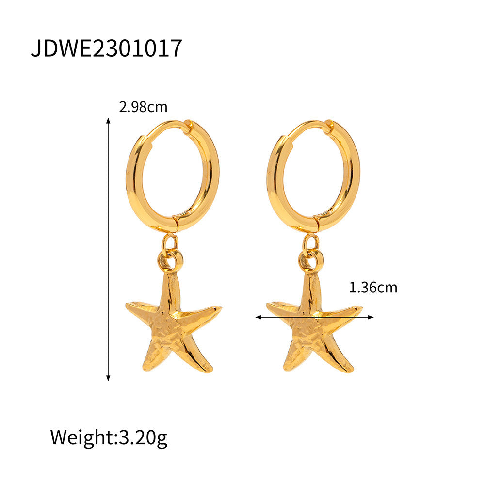 18K Stainless Steel Starfish Earrings