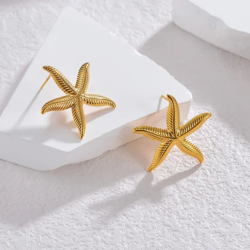 18K Gold Starfish Earrings - Viexta