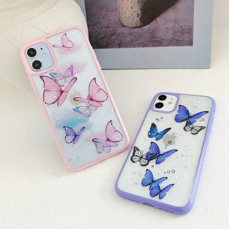 Candy acrylic glitter butterfly iPhone case - Viexta