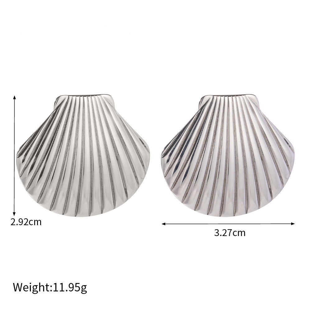 Ocean Wind Shell Titanium Steel Earrings