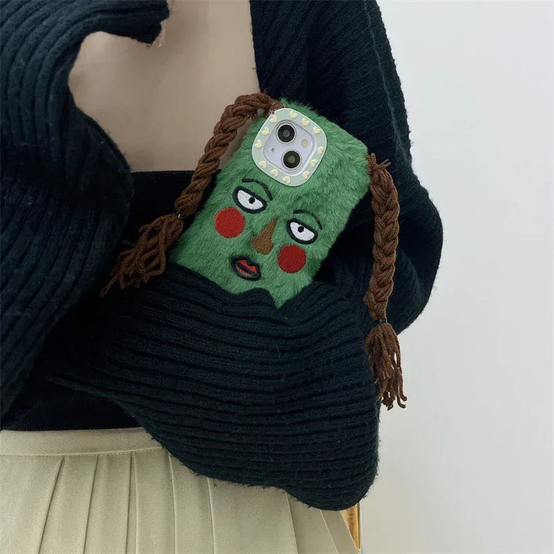 plush-green-braid-iphone-case - Viexta
