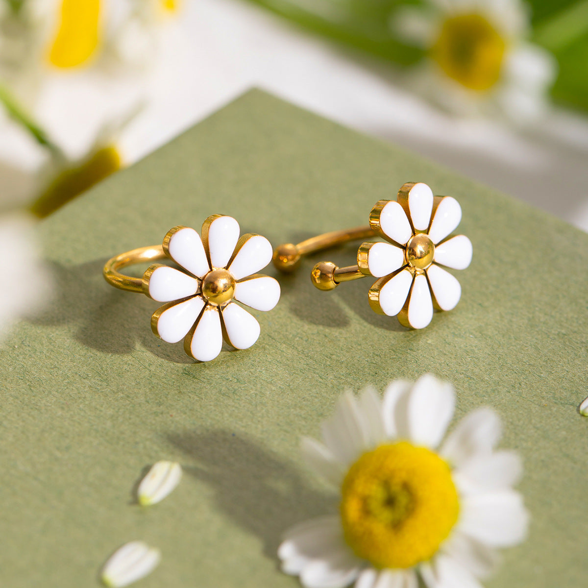 Summer 18K Gold Stainless Steel Flower Earrings