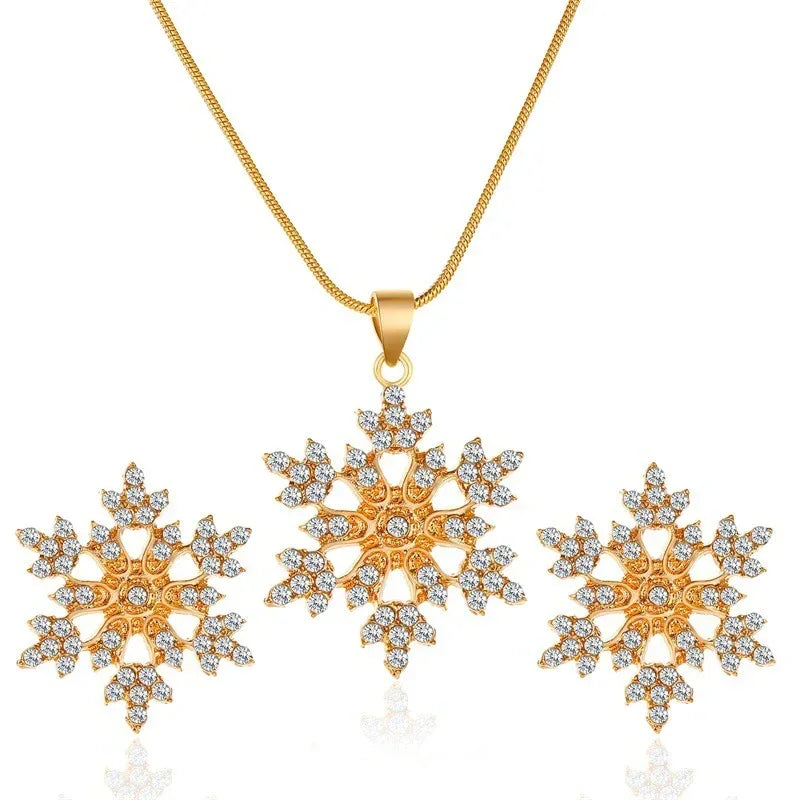 Snowflake Necklace Earring Set - Viexta