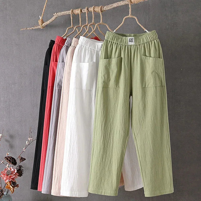 Cotton And Linen Casual Pants - Viexta