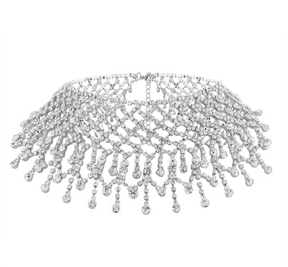 Rhinestone Fringed Necklace Chain