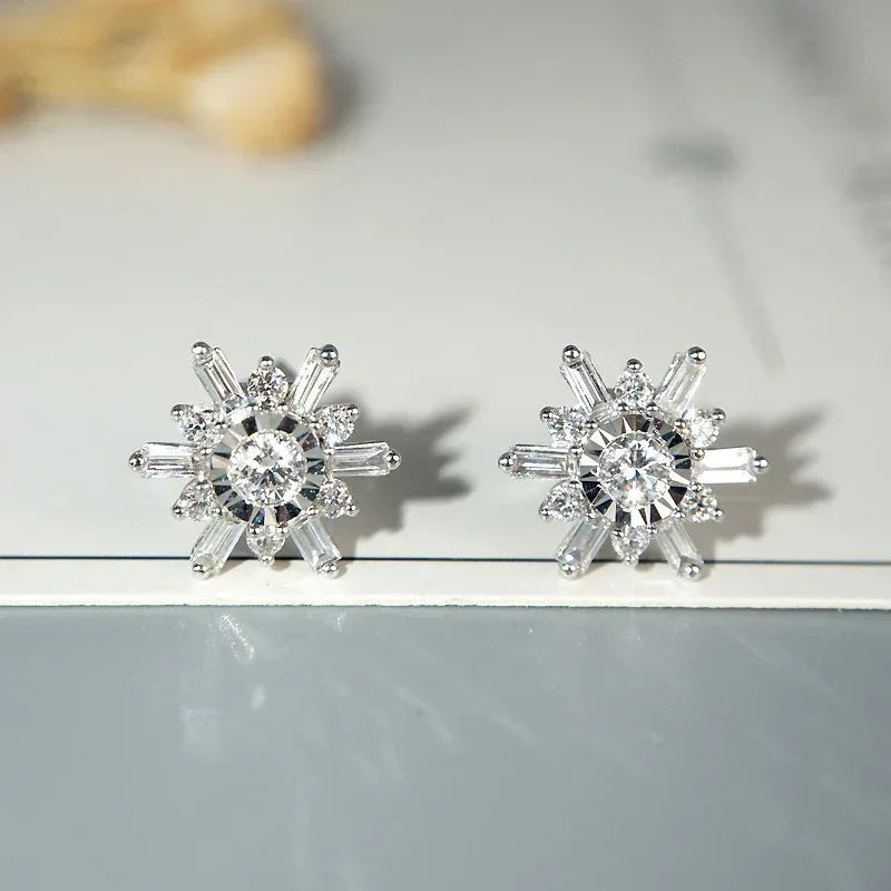 18k white gold diamond earrings - Viexta