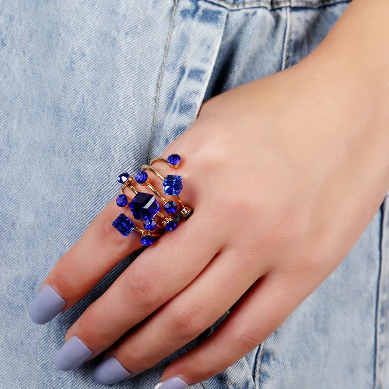 Boho Stackable Gemstone Rings Set