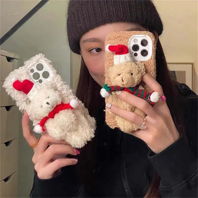 Christmas Bear Plush Mobile iPhone Case - Viexta
