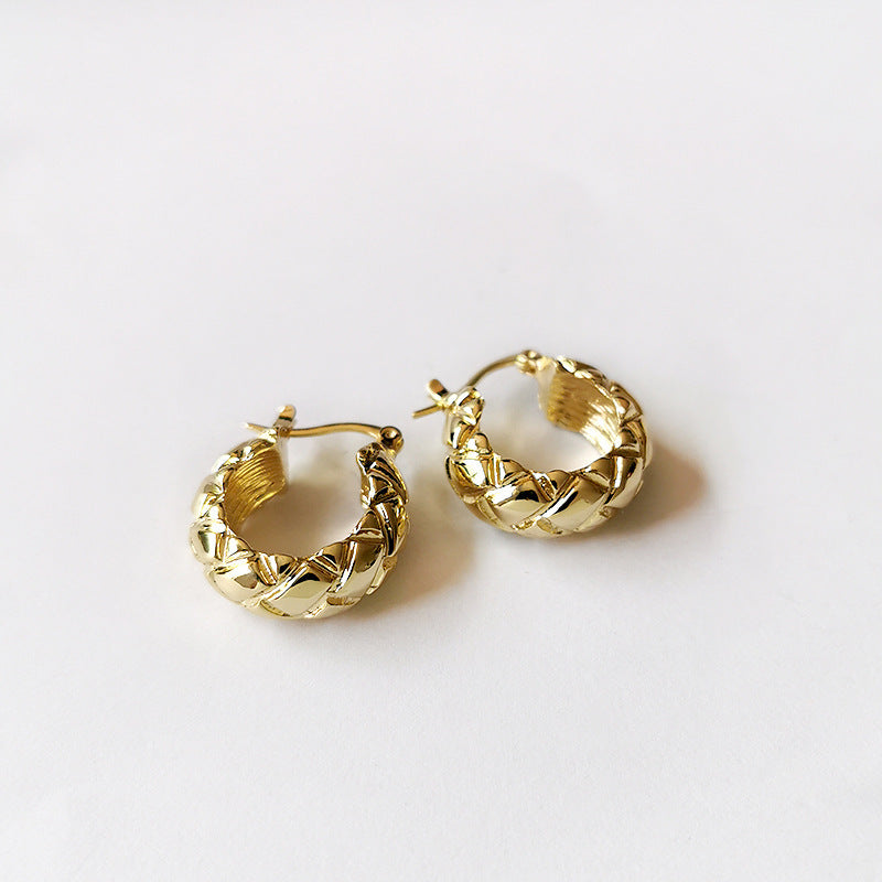 Golden round diamond Hoops