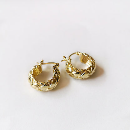 Golden round diamond Hoops