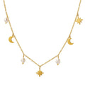 Star Moon Pearl Tassel Necklace - Viexta