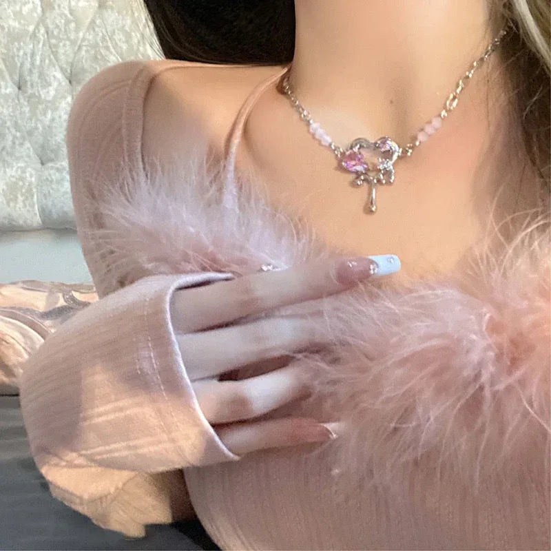 Peach Heart Necklace - Viexta