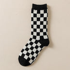 Black-and-white Houndstooth Wool Socks
