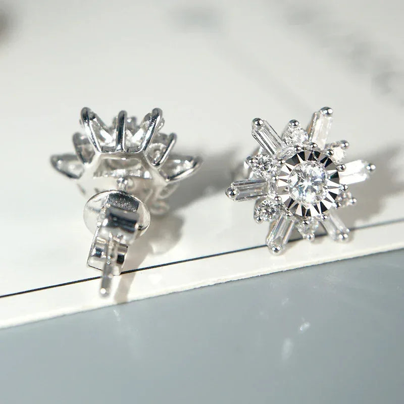 18k white gold diamond earrings - Viexta