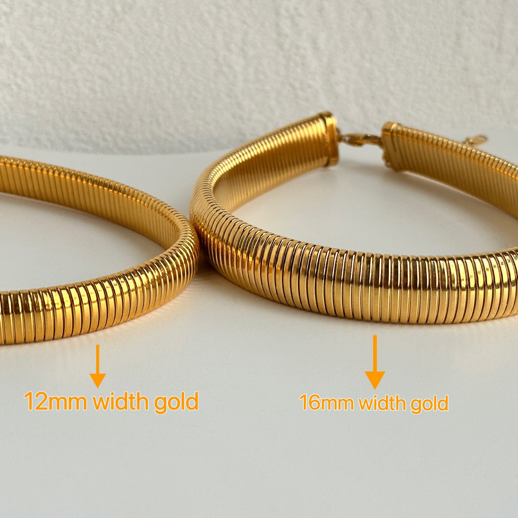 Titanium Steel Gypsy Elastic Choker Gold and Silver Necklace
