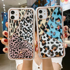Electroplating love leopard print protective phone case - Viexta