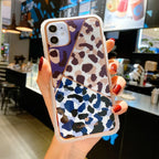 Electroplating love leopard print protective phone case - Viexta