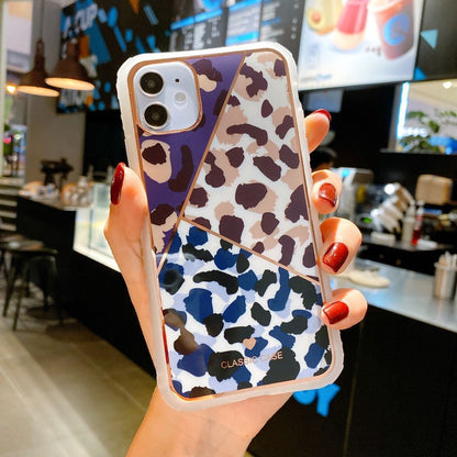 Electroplating love leopard print protective phone case