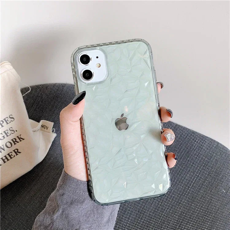 Transparent Diamond Pattern iPhone Case - Viexta