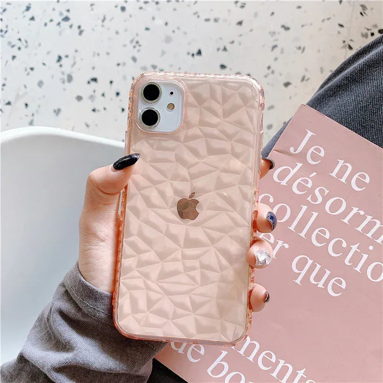 Transparent Diamond Pattern iPhone Case - Viexta