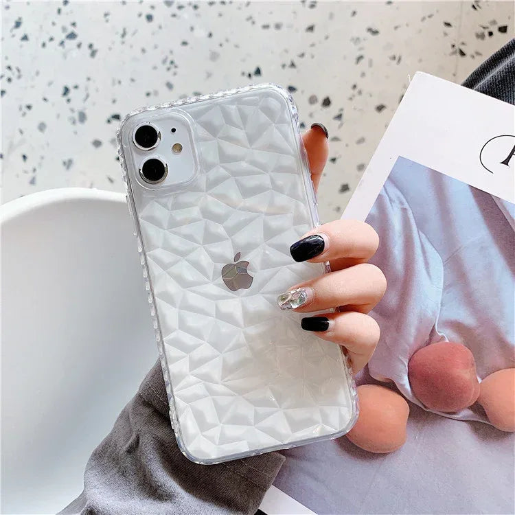 Transparent Diamond Pattern iPhone Case - Viexta