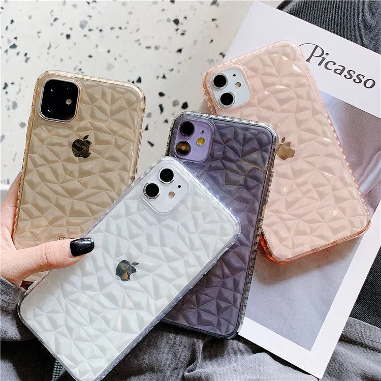 Transparent Diamond Pattern iPhone Case - Viexta