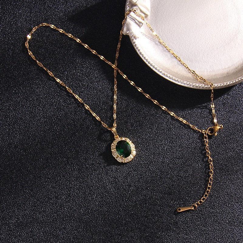 Titanium Steel Emerald Necklace - Viexta