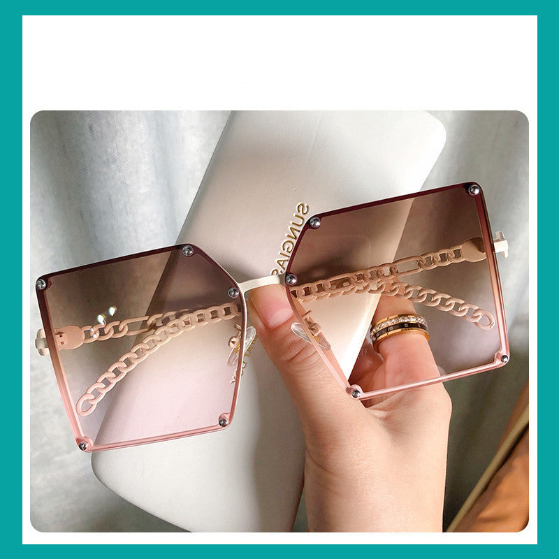 Frameless Big Square Sunglasses