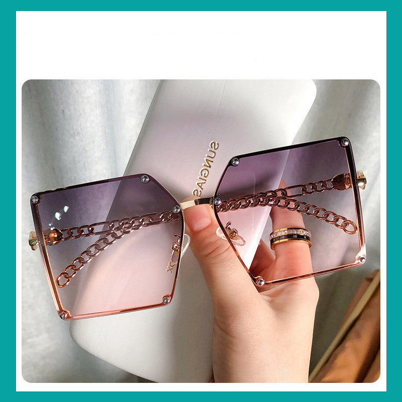 Frameless Big Square Sunglasses